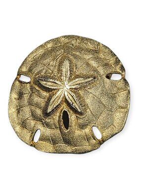 Gold-Tone Sand Dollar Brooch Pin Nautical Beach Jewelry, Coastal Ocean VTG